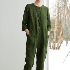 BRAND NEW Forest Green Linenfox Jumpsuit